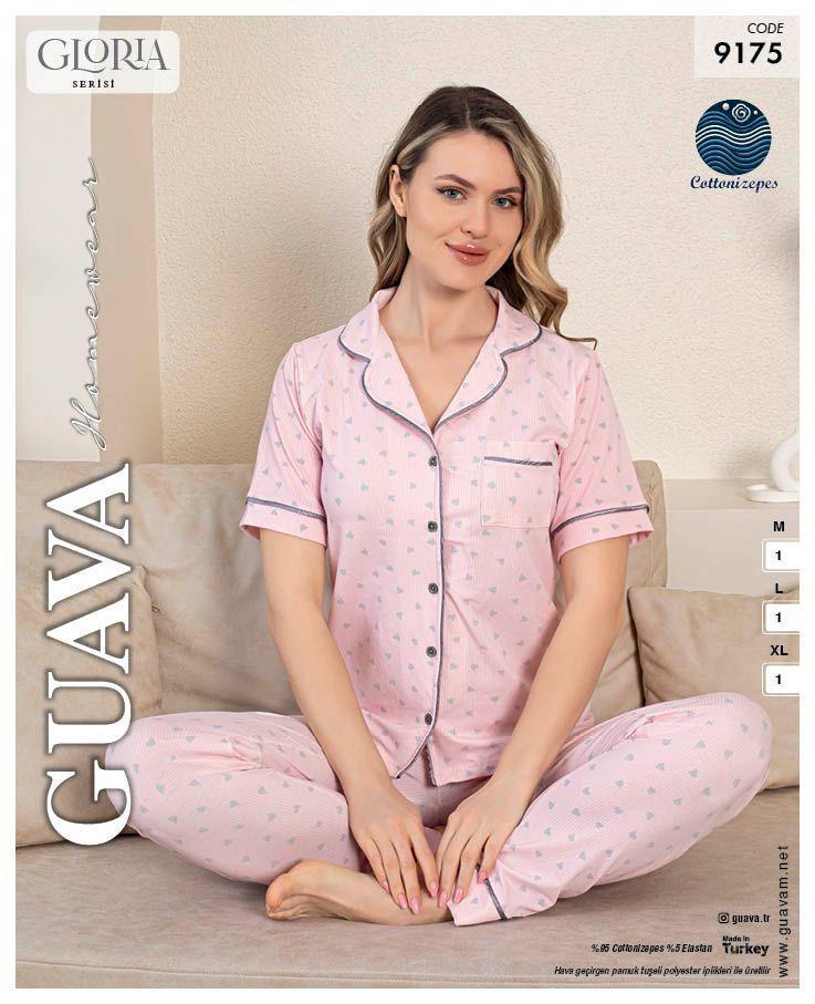 Guava 9175 Kadın Önden Düğmeli Kısa Kollu Pijama Takımı