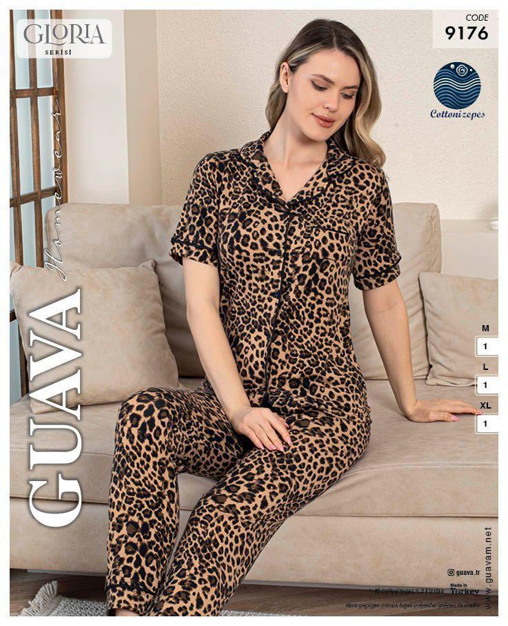 Guava 9176 Kadın Önden Düğmeli Kısa Kollu Pijama Takımı