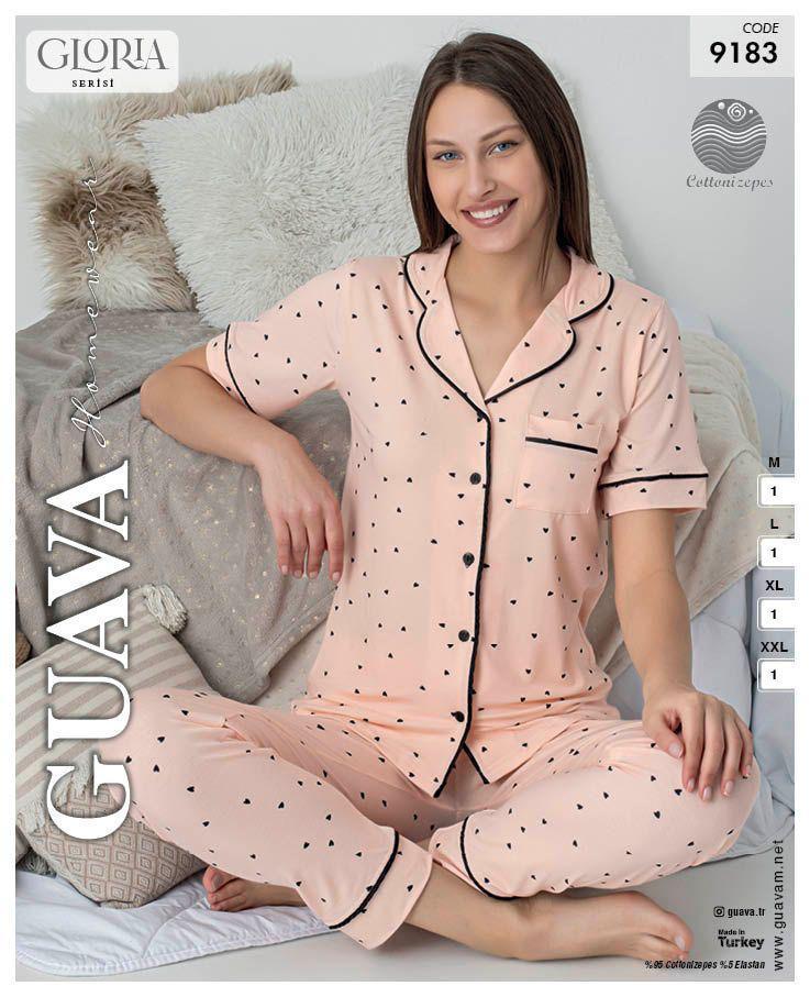 Guava 9183 Kadın Önden Düğmeli Kısa Kollu Pijama Takımı