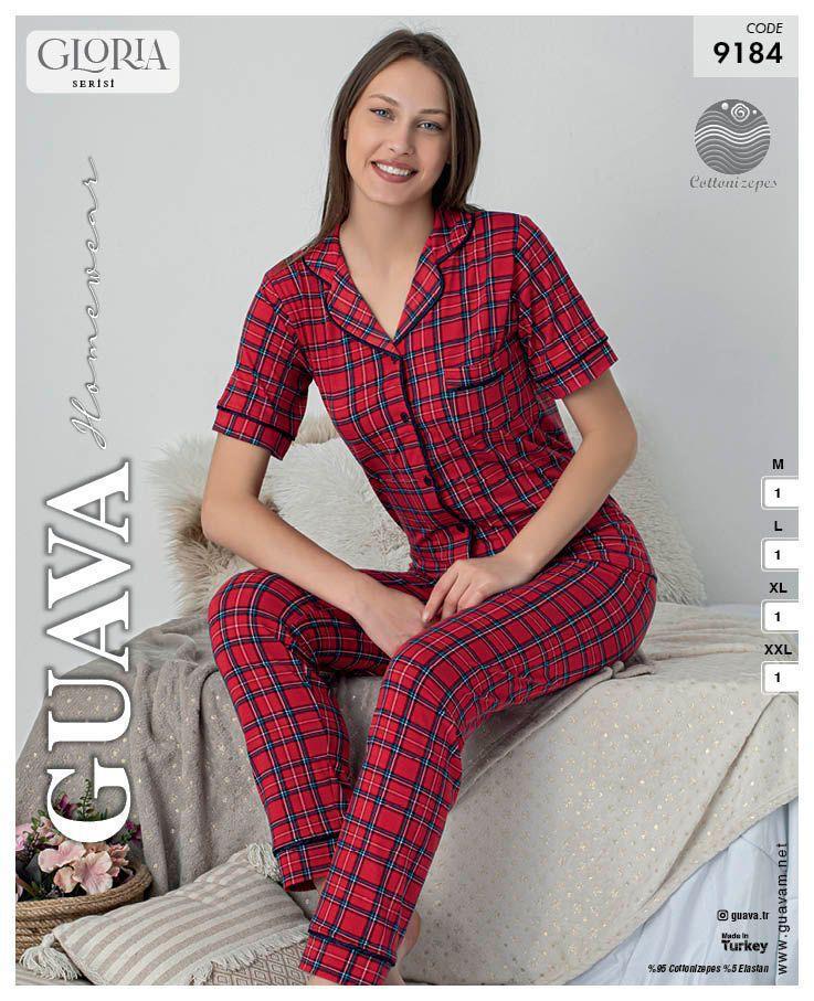 Guava 9184 Kadın Önden Düğmeli Kısa Kollu Pijama Takımı