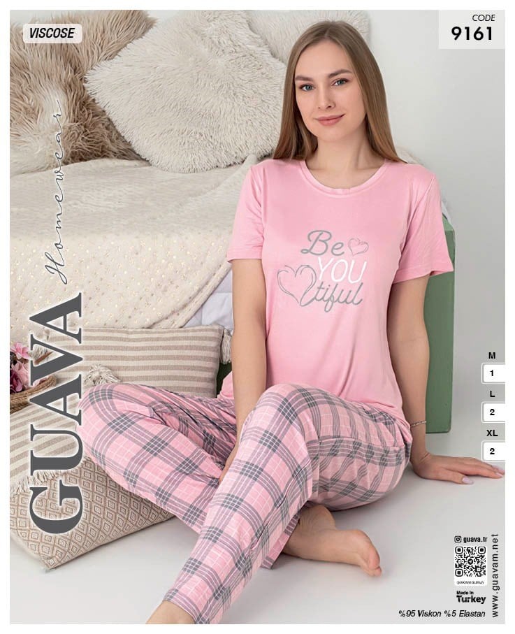 Guava 9261 Kadın Viskon Kısa Kol Pijama Takımı