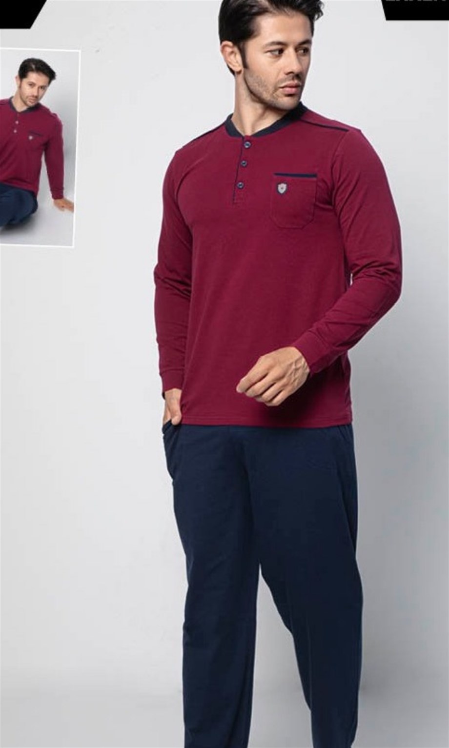 Guava Erkek Bordo Uzun Kollu Pijama Takımı
