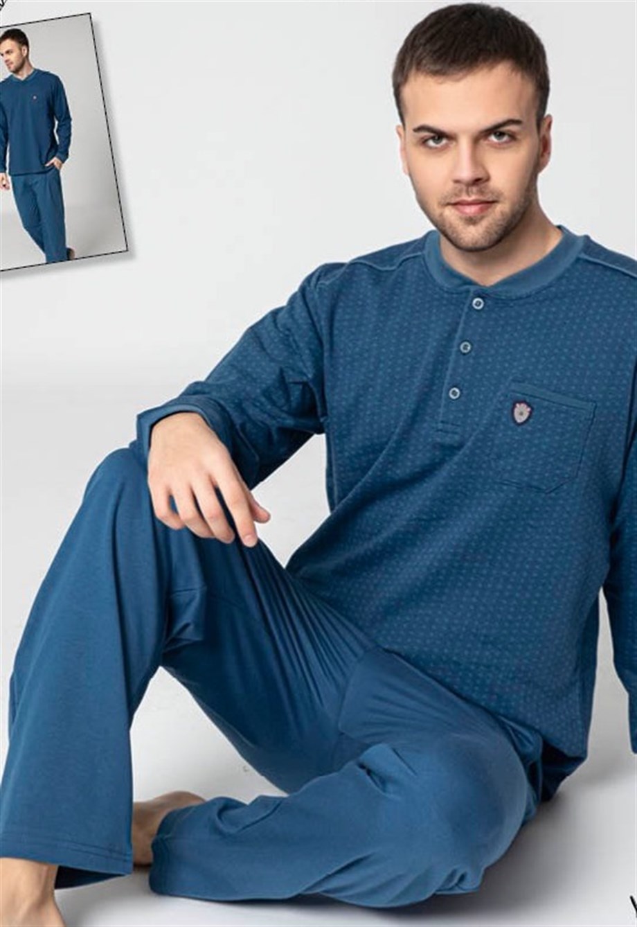 Guava Erkek Mavi Uzun Kollu Pijama Takımı 302