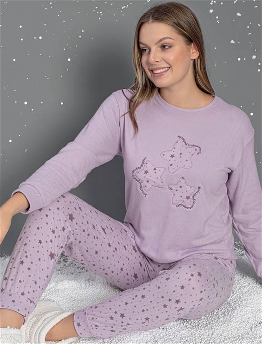 Guava Kadın Lila Termal Uzun Kollu Pijama Takımı 14099