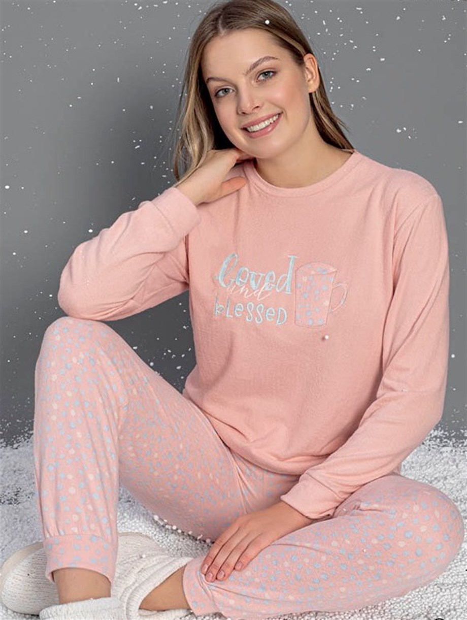 Guava Kadın Somon Termal Uzun Kollu Pijama Takımı 14106