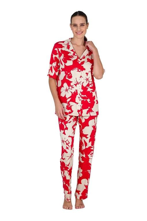 Jiber 10213 Kadın Kısa Kol Düğmeli Pijama Takımı