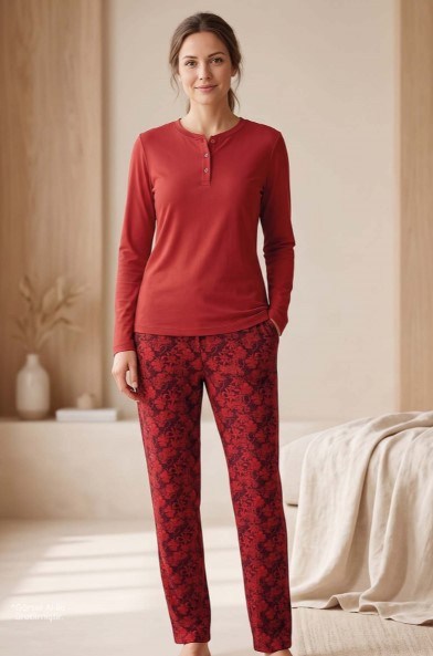 Jiber 10362 Kadın Patlı Uzun Kol Pijama Takımı