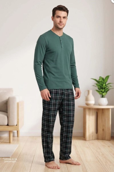 Jiber 15361 Erkek Patlı Uzun Kol Pijama Takımı