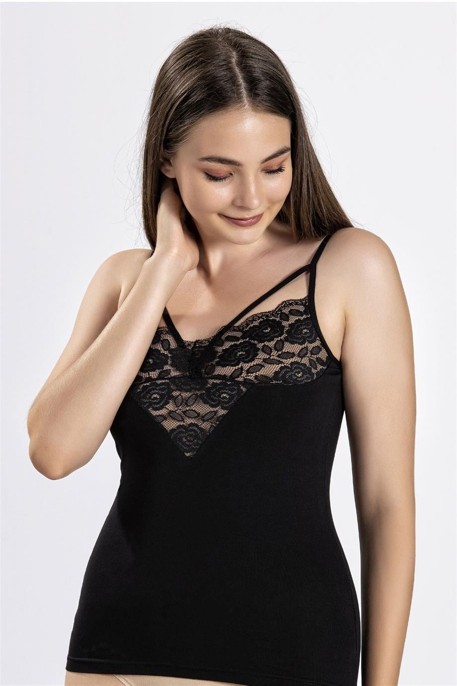 Jiber 501 Kadın Dantelli İp Askılı Atlet