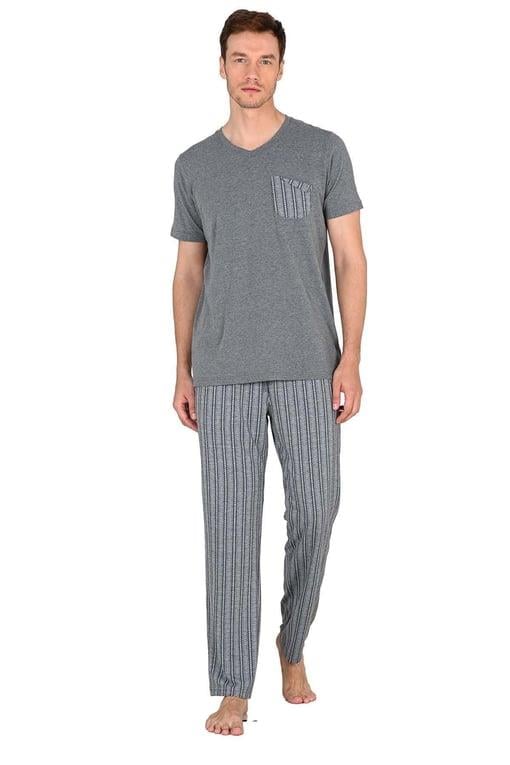 Jiber Antrasit Erkek Kısa Kollu Pijama Takımı