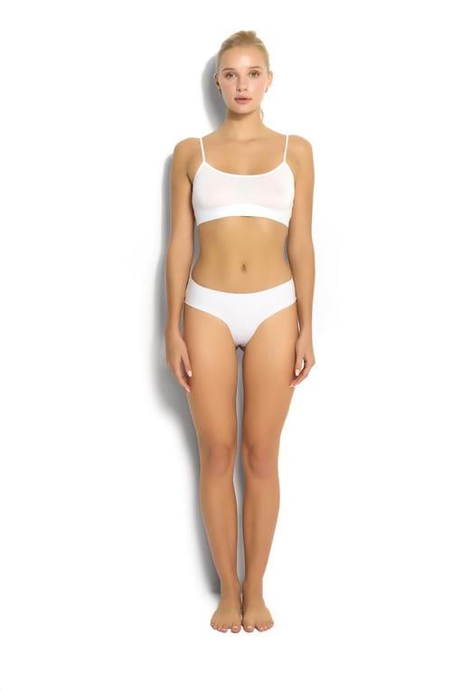 Jiber Beyaz Kadın Lazer Kesim Bikini Külot