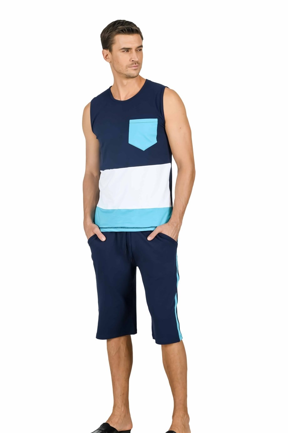 Jiber Erkek (Lacivert) Kaprili Pijama Takımı 4701