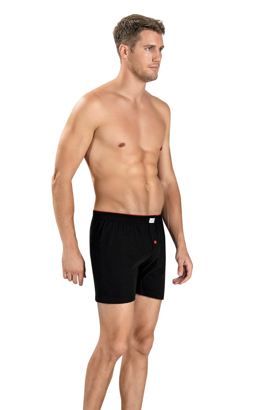 Jiber Erkek (Siyah) Havlu Kemer Pamuklu Düğmeli Rahat Boxer 127