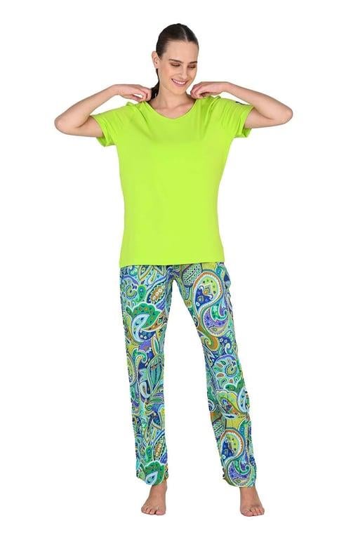 Jiber Yeşil Kadın Kısa Kol Pijama Takımı