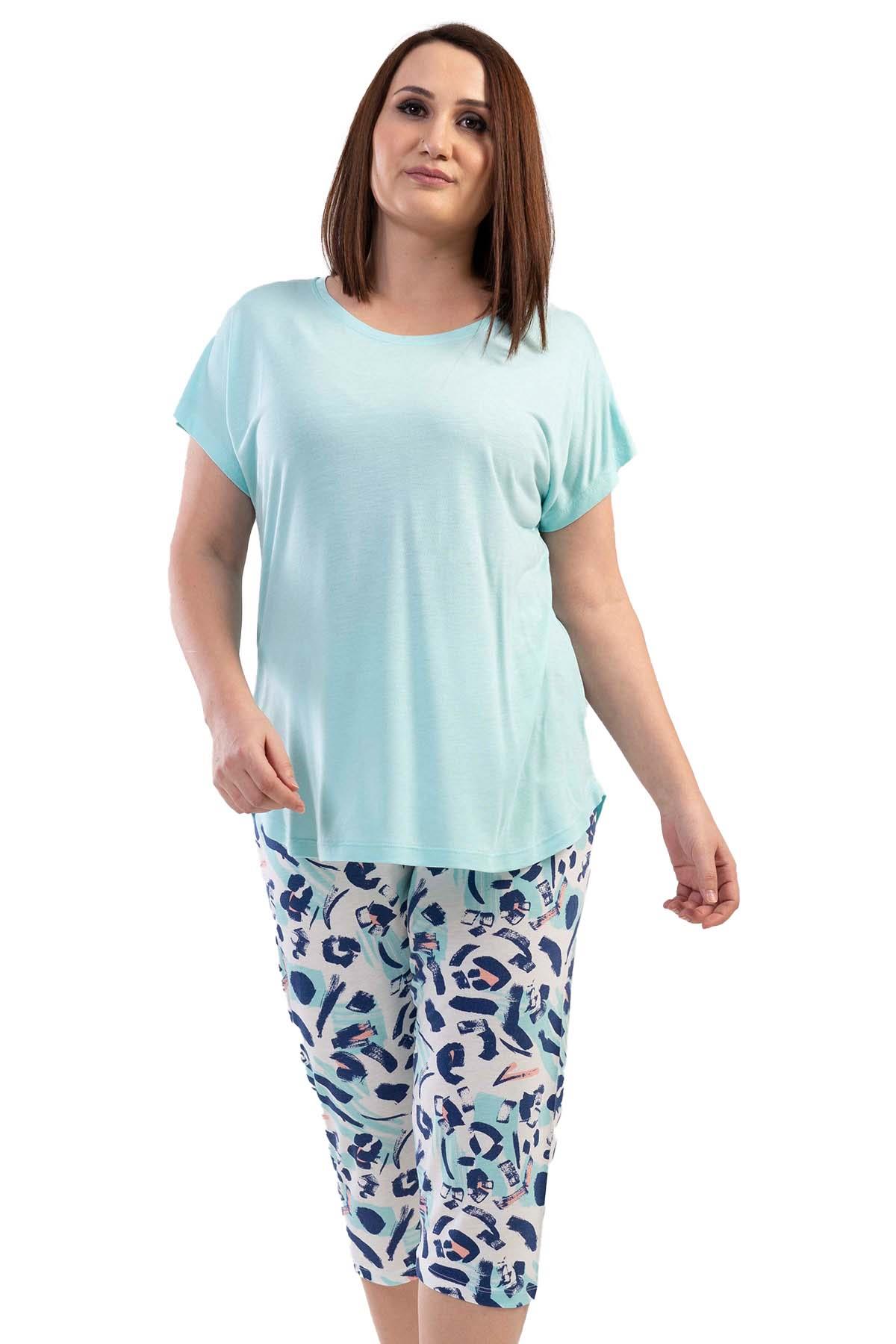 Kezokino 1113530530 Kadın Kaprili Büyük Beden Pijama Takımı