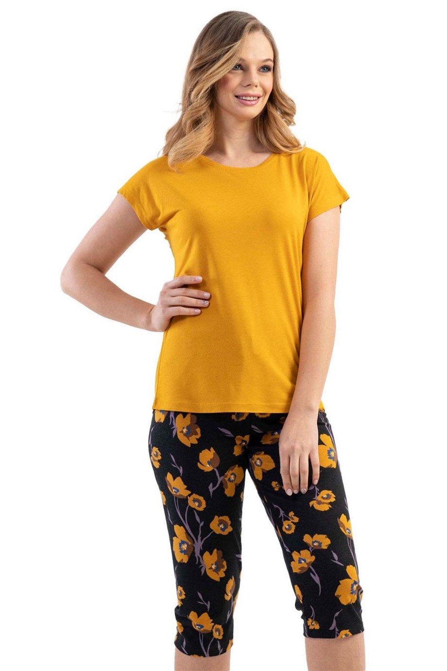 Kezokino 1113540598 Kadın Kısa Kollu Kapri Pijama Takım 1113540598