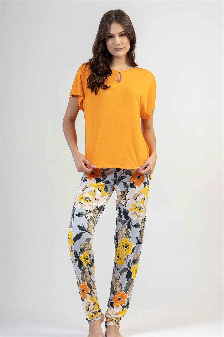 Kezokino 2042090418 Kadın Yarasa Kollu Pijama Takımı
