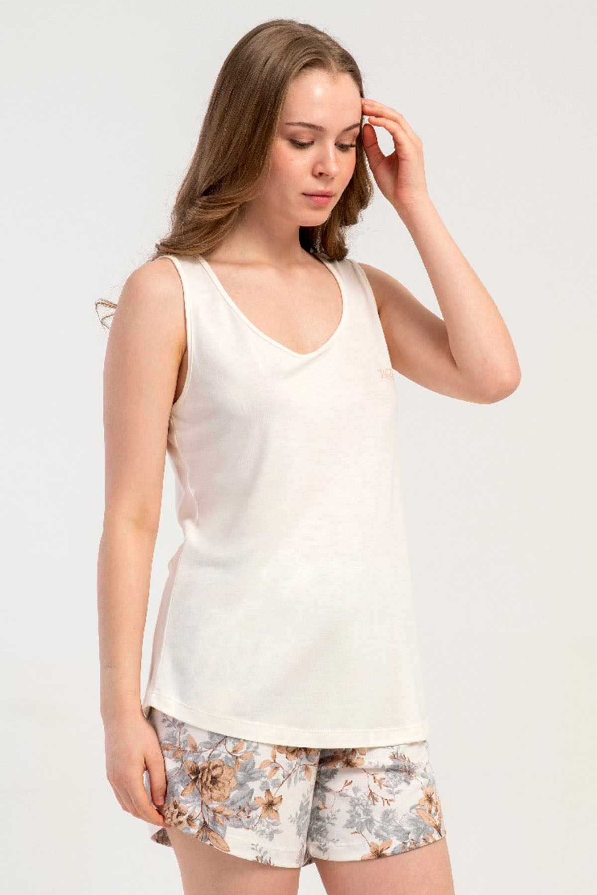 Kezokino 5121910531 Kadın Kalın Askılı Şortlu Pijama Takımı