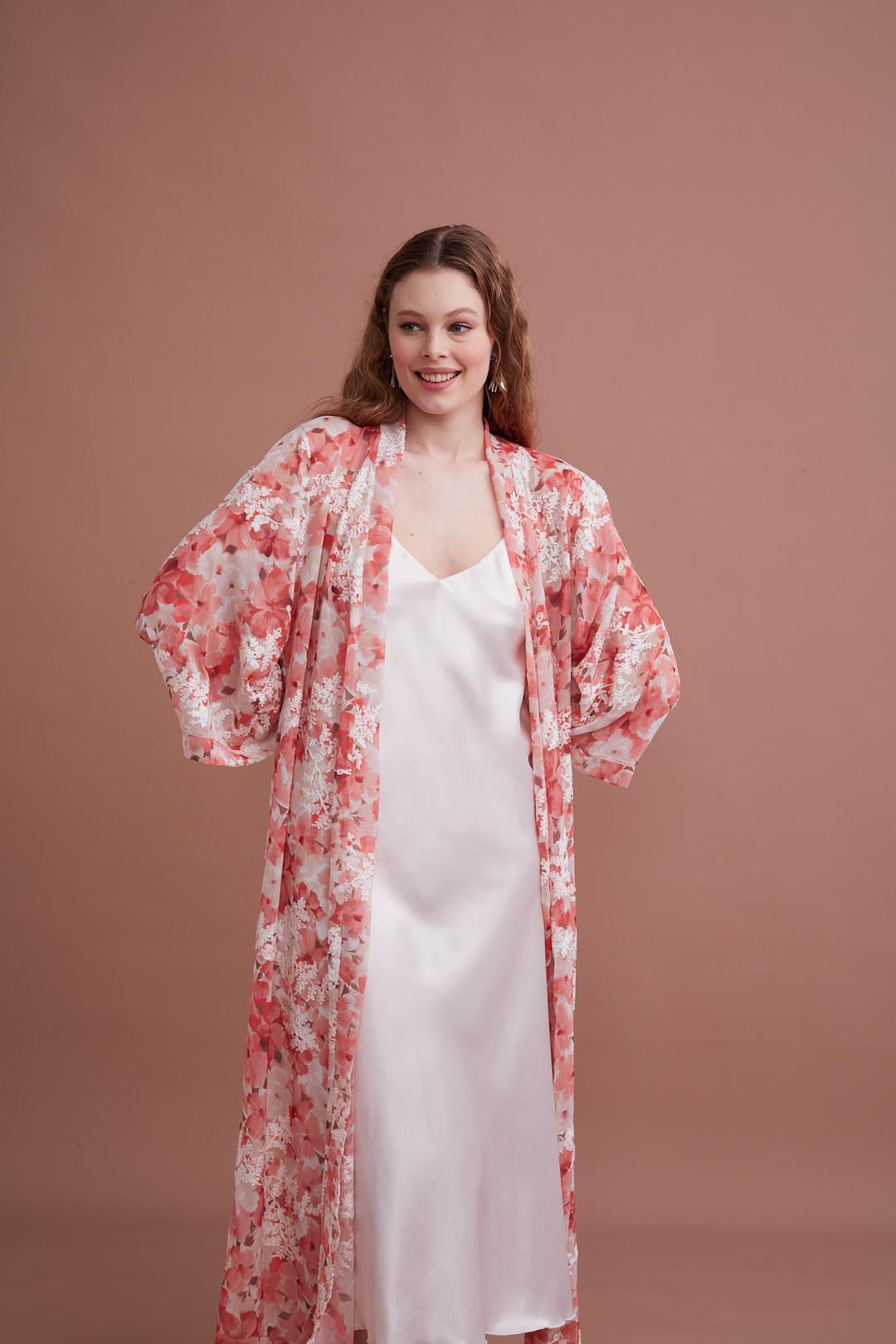 Marpessa Mercan Kadın Saten Gecelik Sabahlık Takım