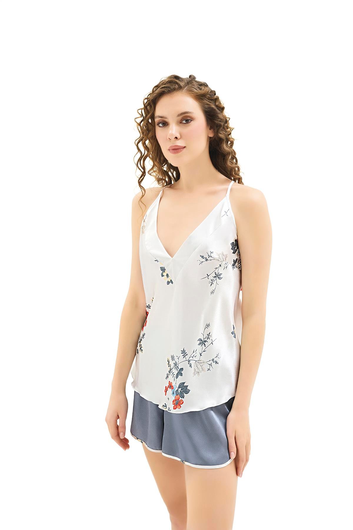 Moongirl 934 Kadın Saten İkili Şort Takım