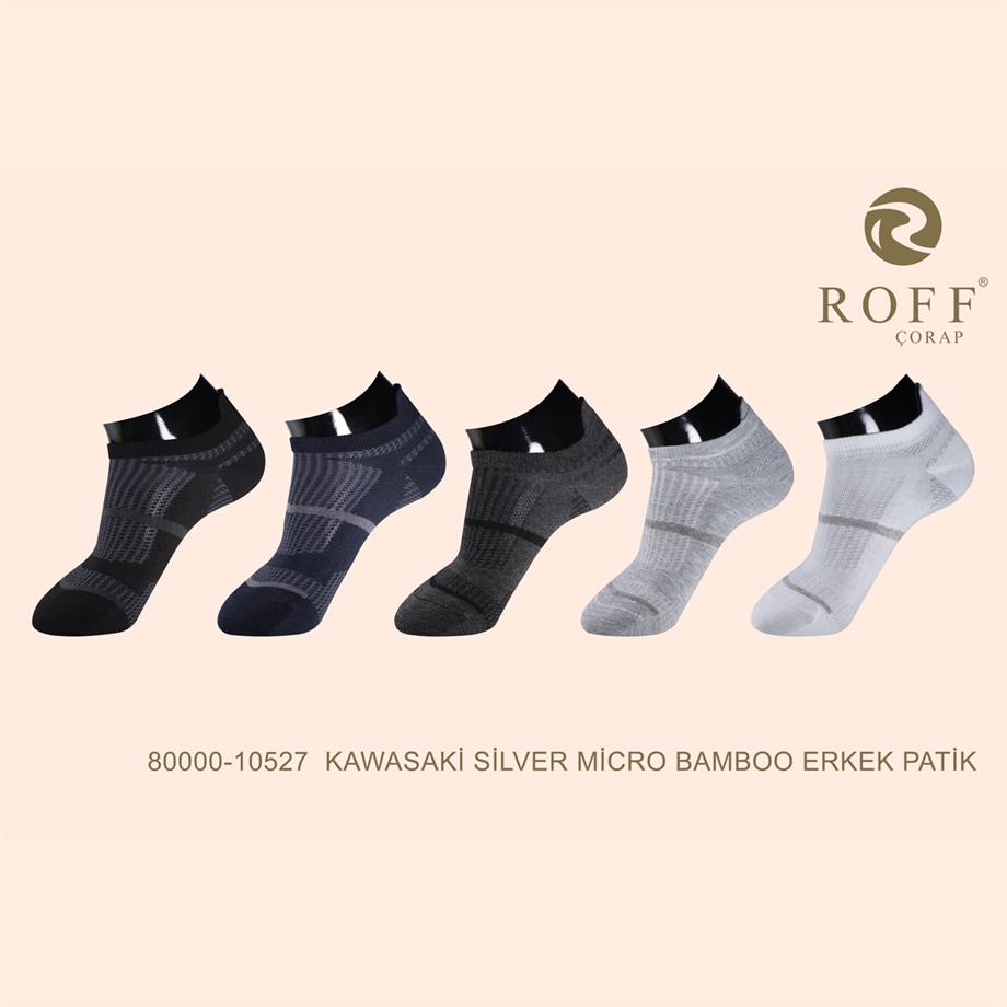 Roff 10527 Erkek Kawasaki Silver Micro Bambu Patik Çorap