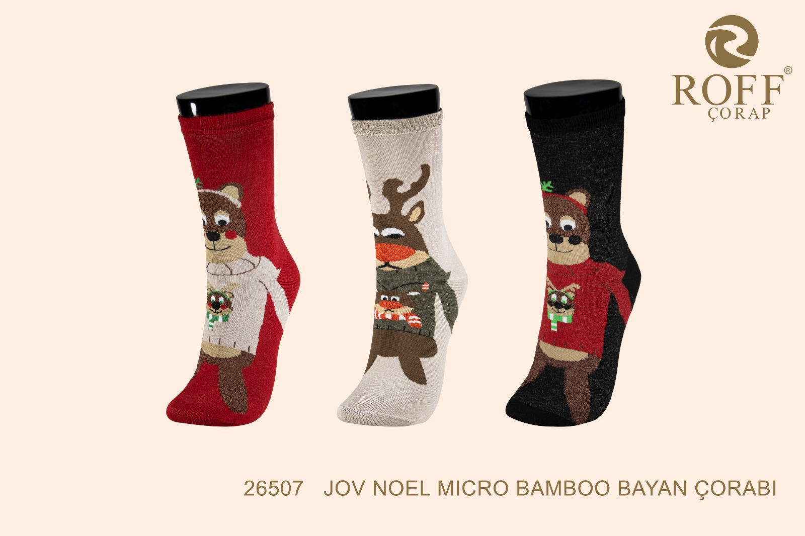 Roff 26507 Kadın Jov Noel Micro Bambu Soket Çorap