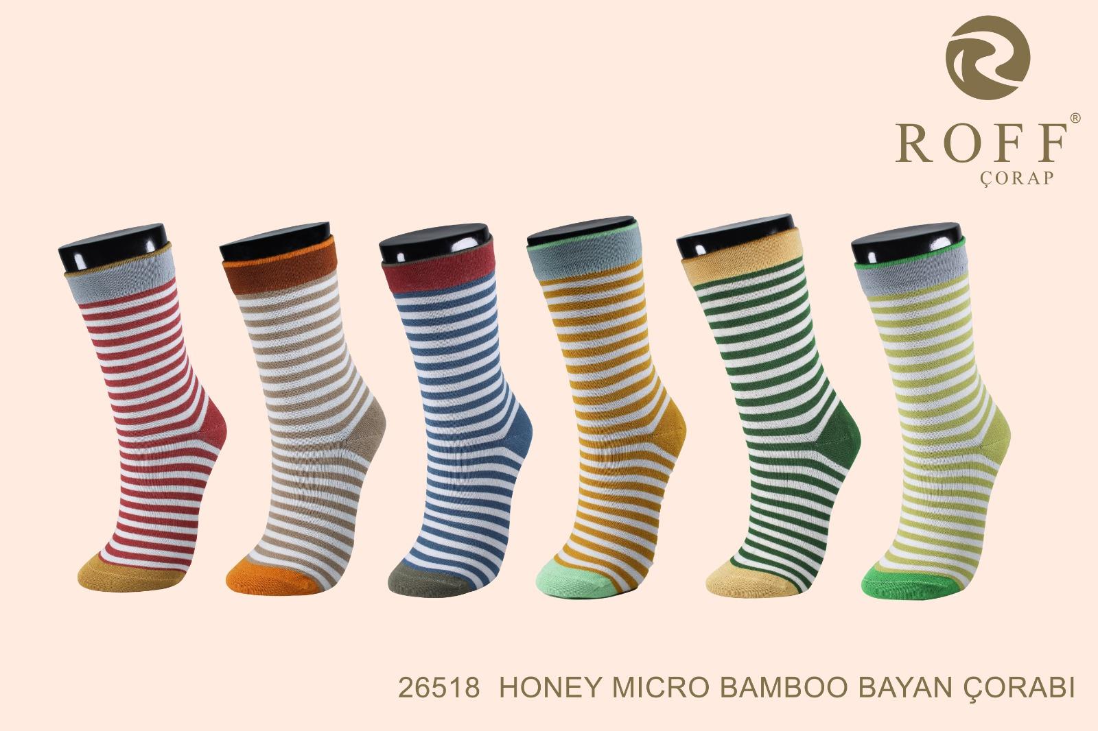 Roff 26518 Kadın Honey Bambu Soket Çorap