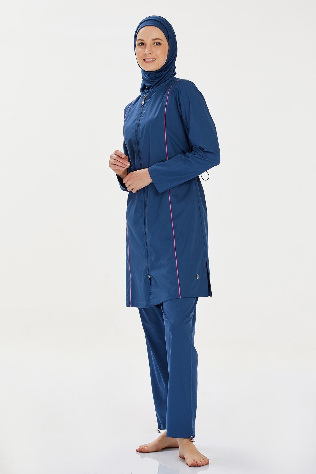 Rozamay 9075 Kadın Büyük Beden Likralı Tam Kapalı Tesettür Mayo