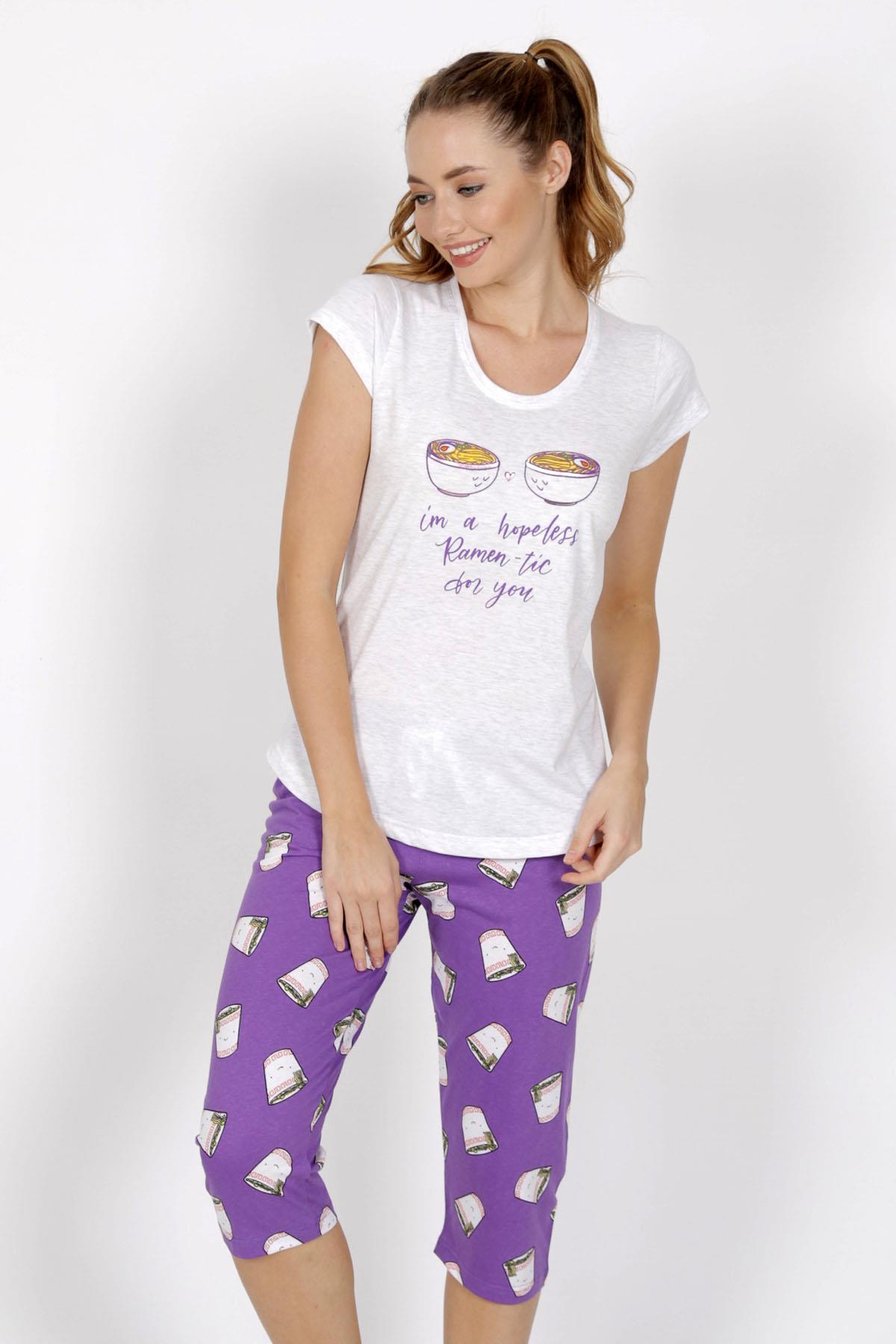 Vienetta 0080800830 Kadın Kısa Kollu Kaprili Pijama Takımı