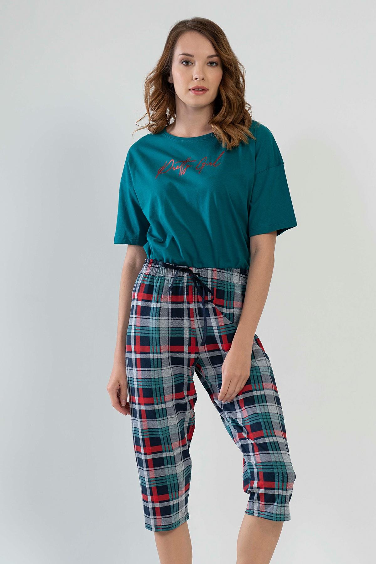 Vienetta 1110580424 Kadın Kısa Kollu Kaprili Pijama Takımı