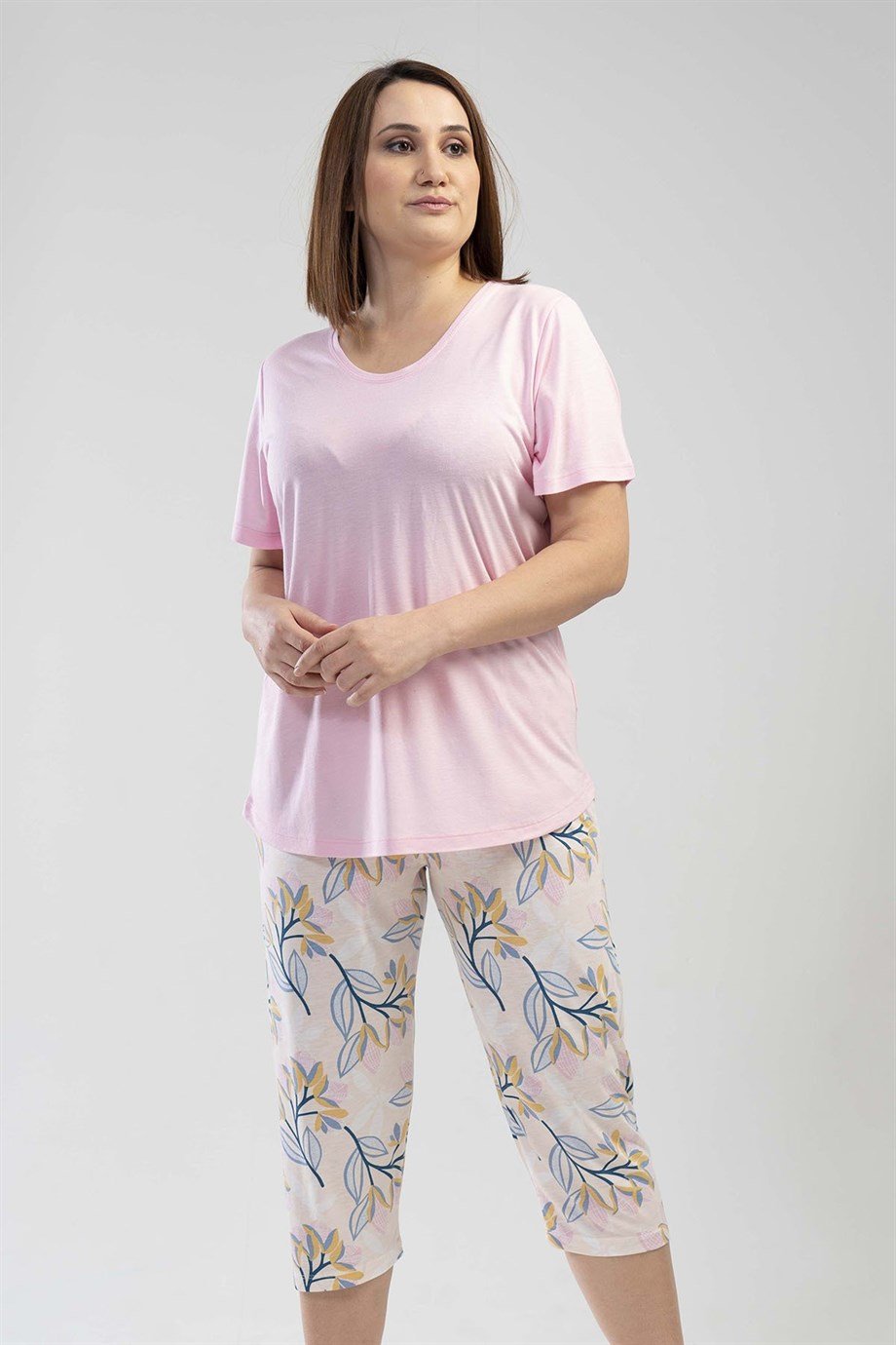 Vienetta 1113876683  Kadın Kısa Kollu Kaprili Büyük Beden Pijama Takımı 1113876683