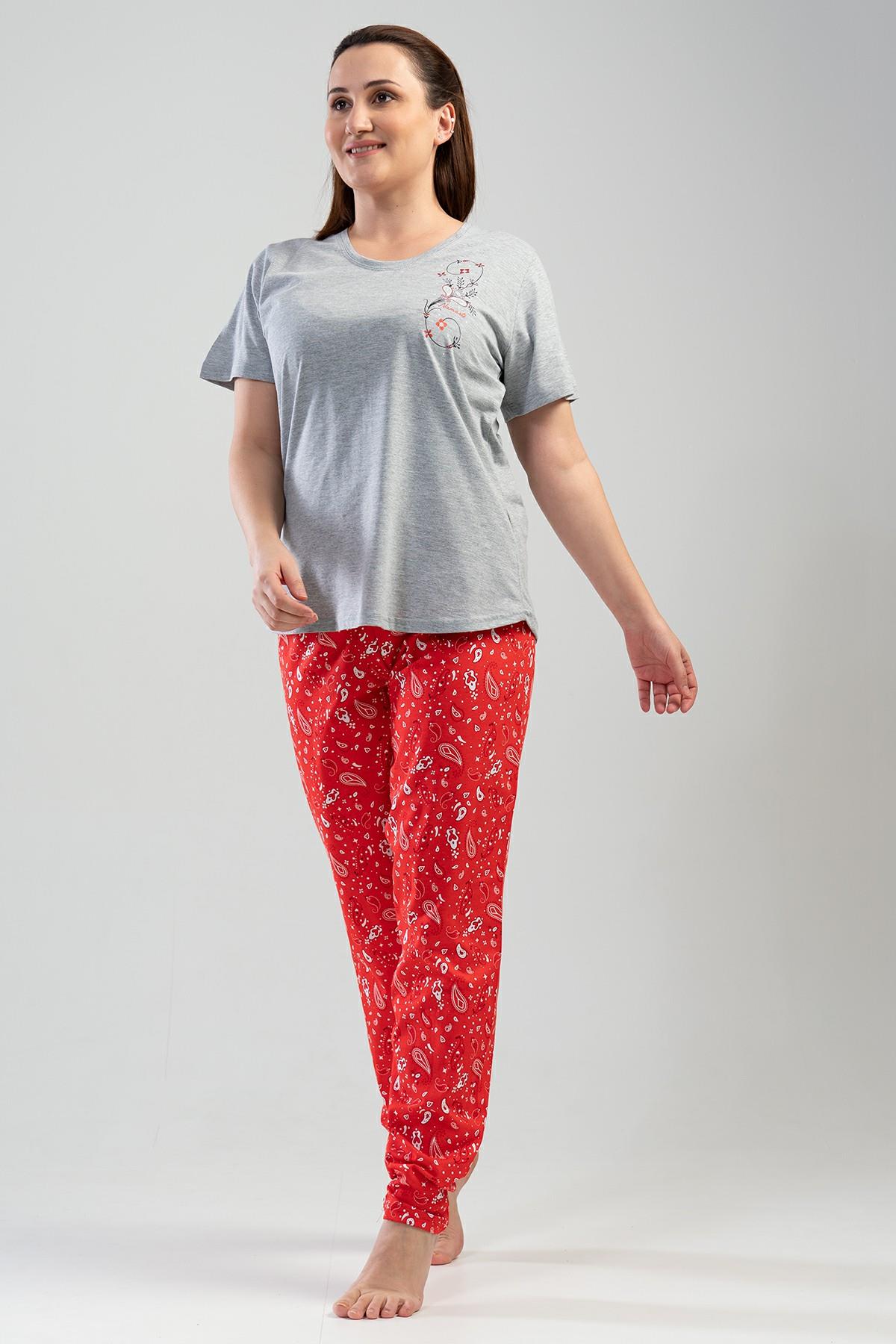 Vienetta 1114600713 Kadın Kısa Kollu Büyük Beden Pijama Takımı