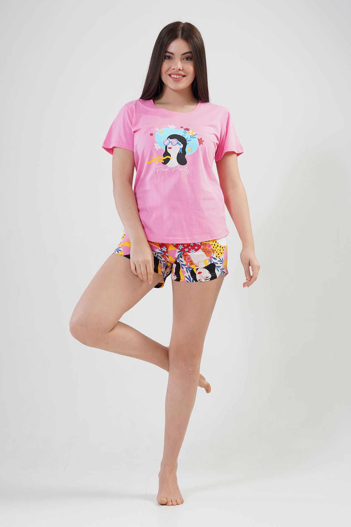 Vienetta 1121100230 Kadın Kısa Kollu Şortlu Pijama Takımı