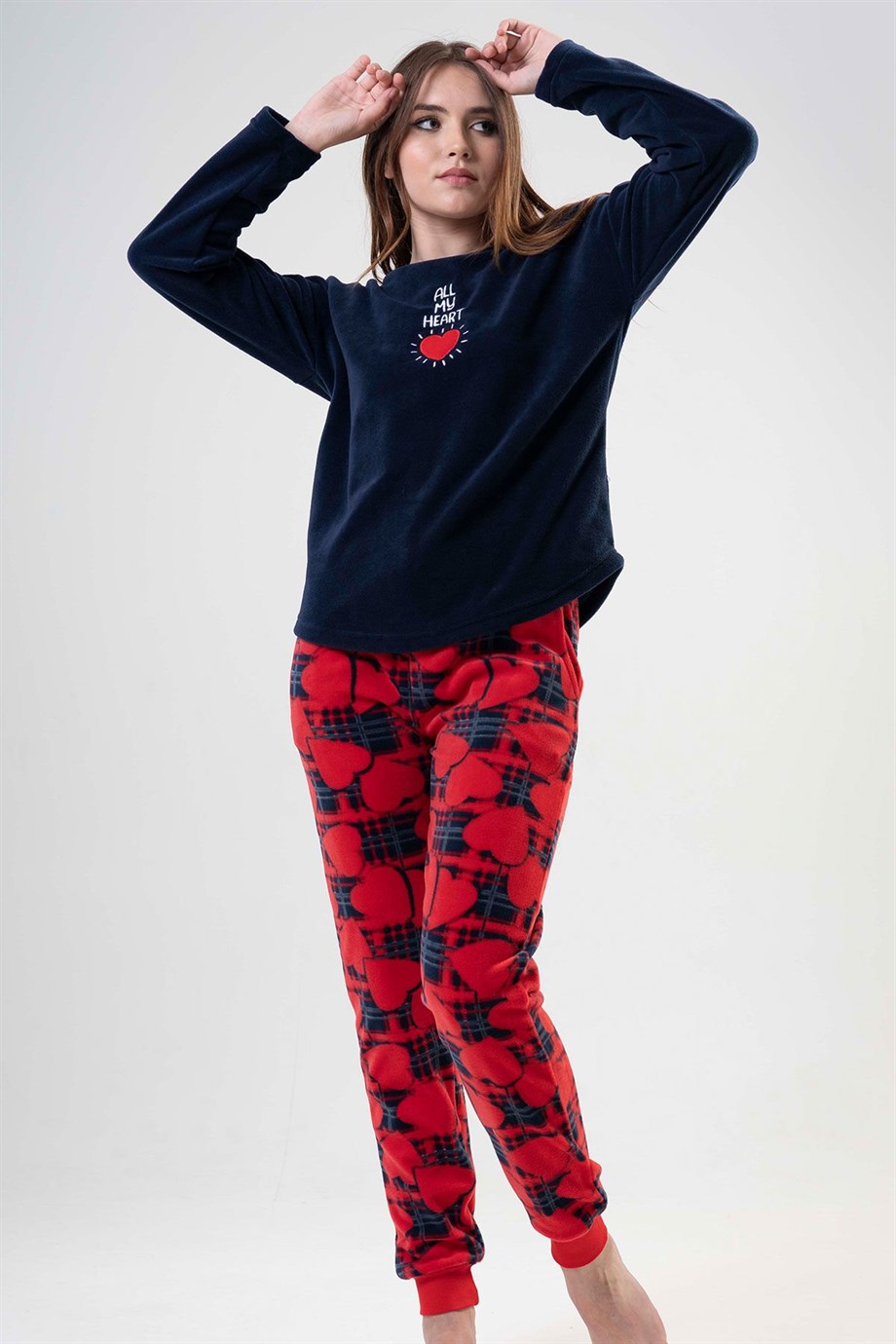 Vienetta 2010120186-B Kadın Polar Uzun Kollu Pijama Takımı
