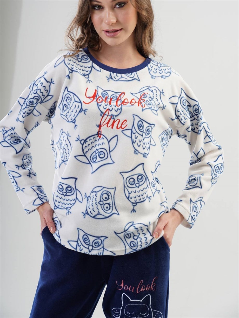 Vienetta 2010270358-B Kadın Polar Uzun Kollu Pijama Takımı