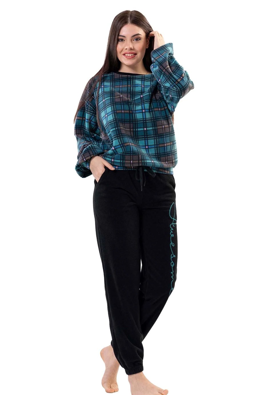 Vienetta 2020390838 Kadın Polar Uzun Kollu Pijama Takımı