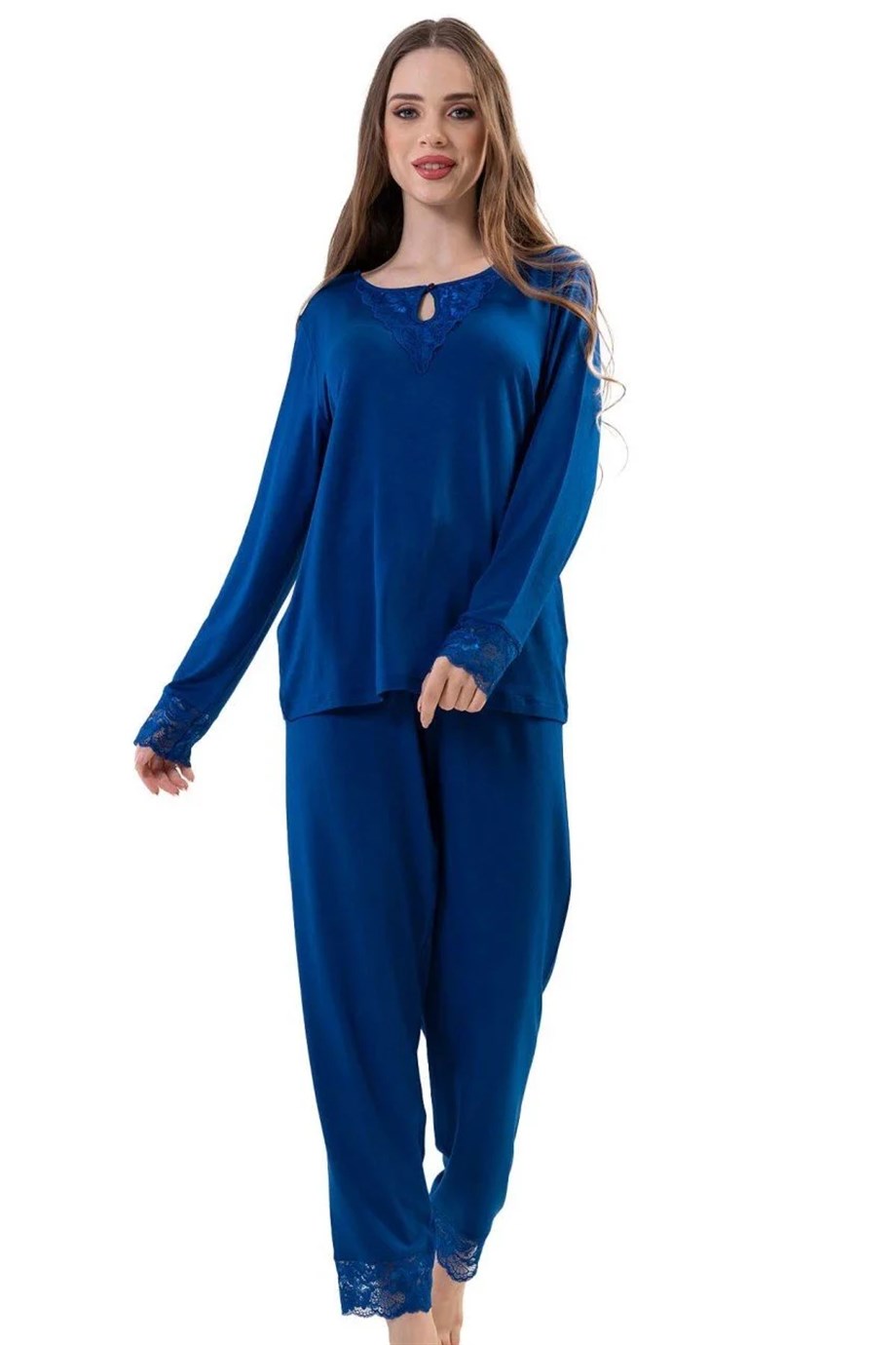 Vienetta 2020660000 Kadın Uzun Kollu Kayık Damla Yaka Pijama Takımı