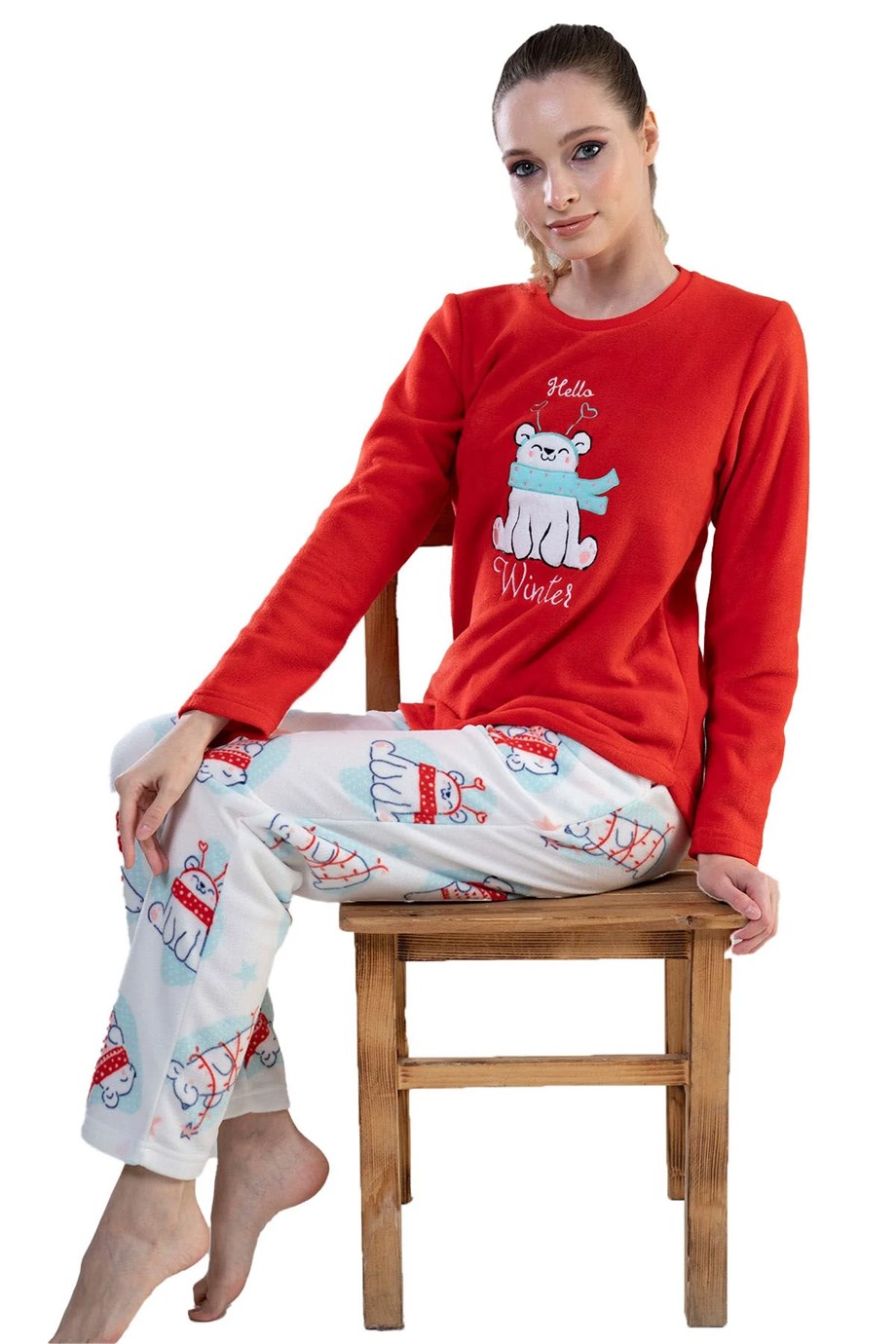 Vienetta 2030400183 Kadın Polar Uzun Kollu Pijama Takımı