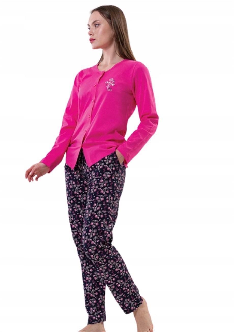 Vienetta 2031210645 Kadın Uzun Kollu Tamamı Düğmeli Pijama Takımı