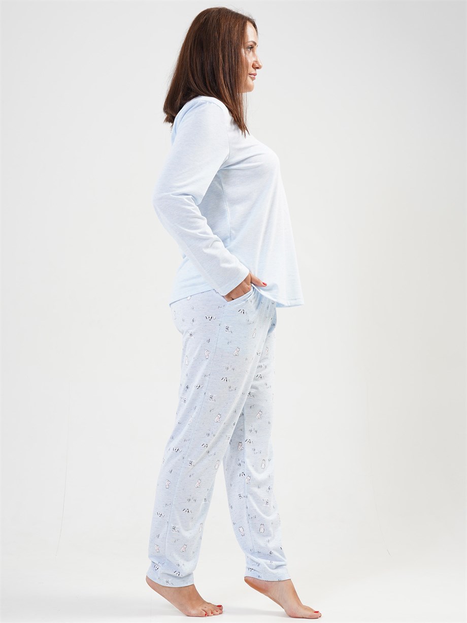 Vienetta 2031443273 Kadın Büyük Beden Uzun Kollu Pijama Takımı