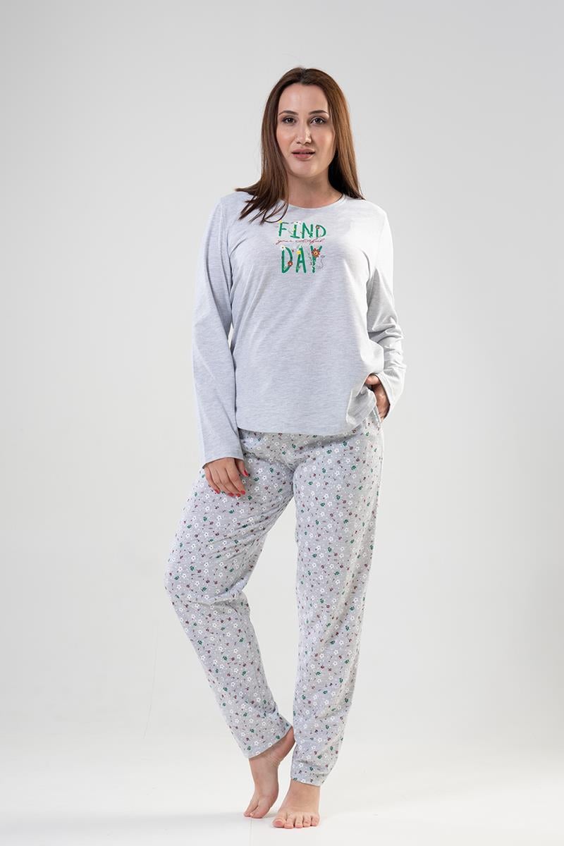Vienetta 2040685137 Kadın Büyük Beden Uzun Kollu Pijama Takımı