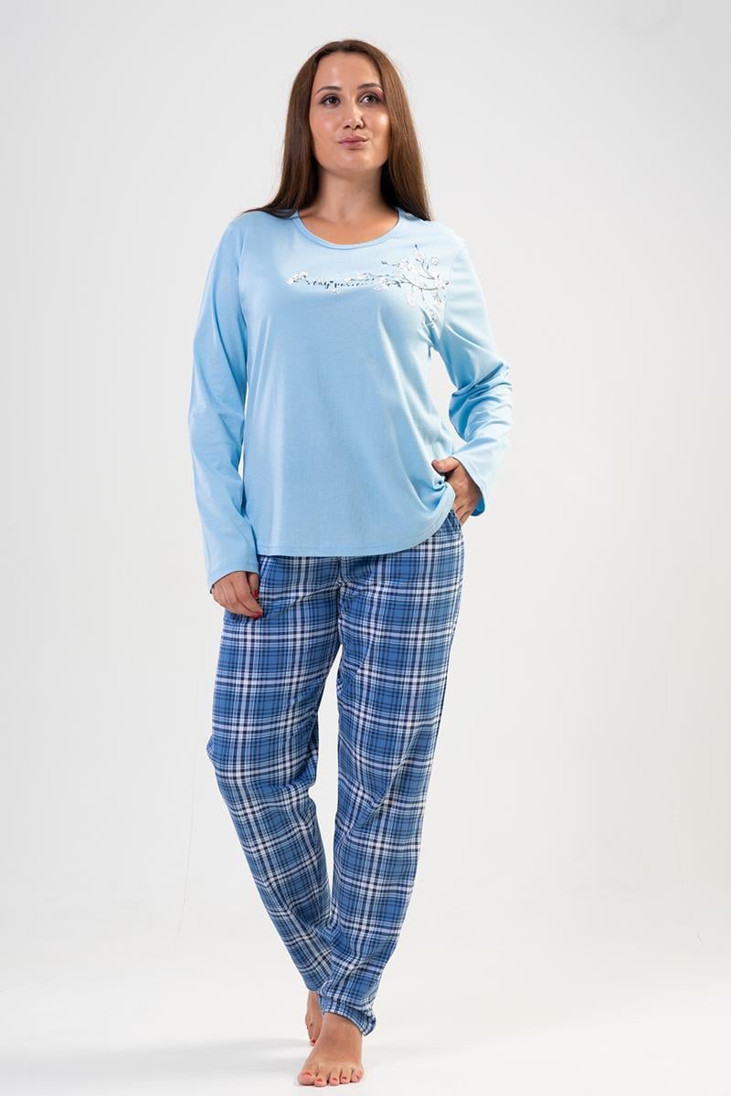 Vienetta 2041605561 Kadın Büyük Beden Uzun Kollu Pijama Takımı
