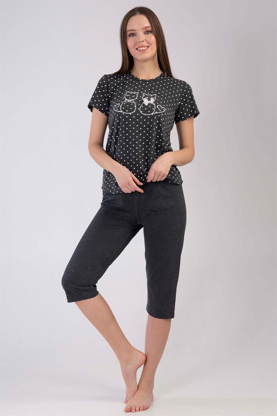 Vienetta 2113580401 Kadın Kısa Kollu Kaprili Pijama Takımı