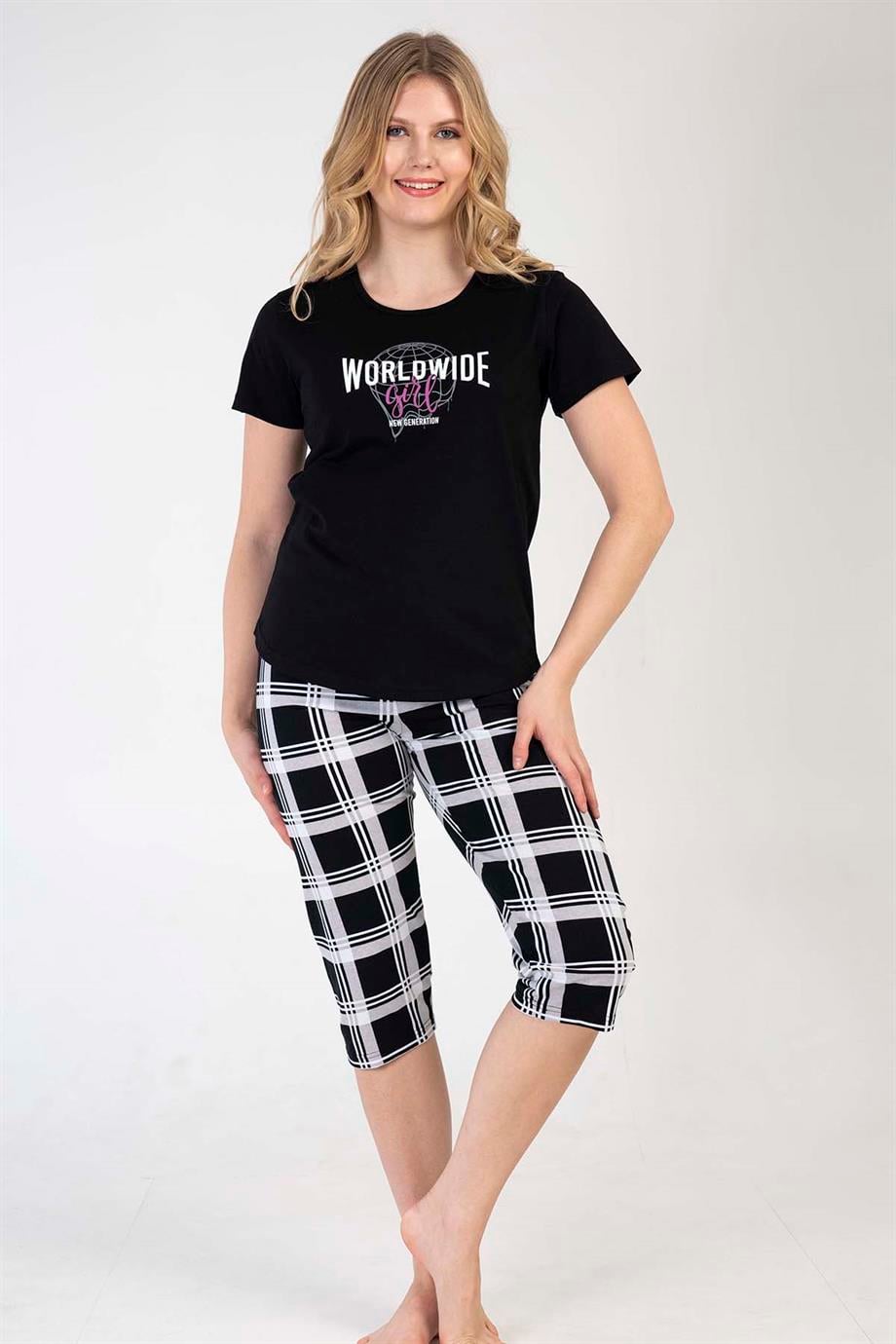 Vienetta 2122596006 Kadın Kısa Kollu Kaprili Pijama Takımı