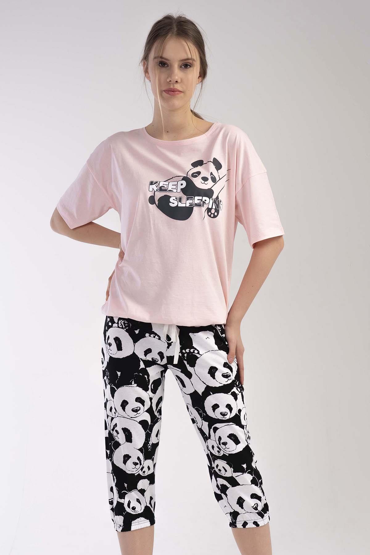 Vienetta 3010231954 Kadın Kısa Kollu Kaprili Pijama Takım