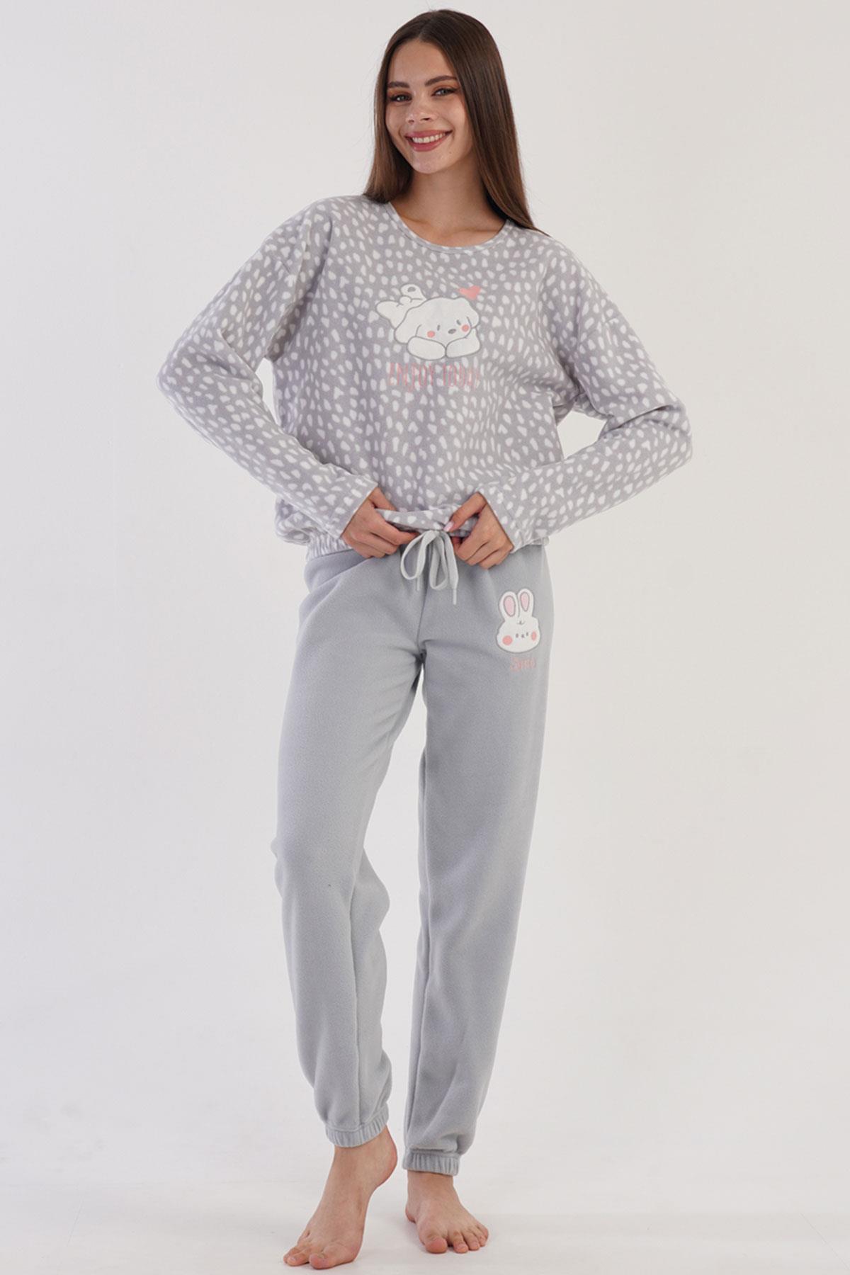 Vienetta 3030582640 Kadın Polar Uzun Kollu Pijama Takımı