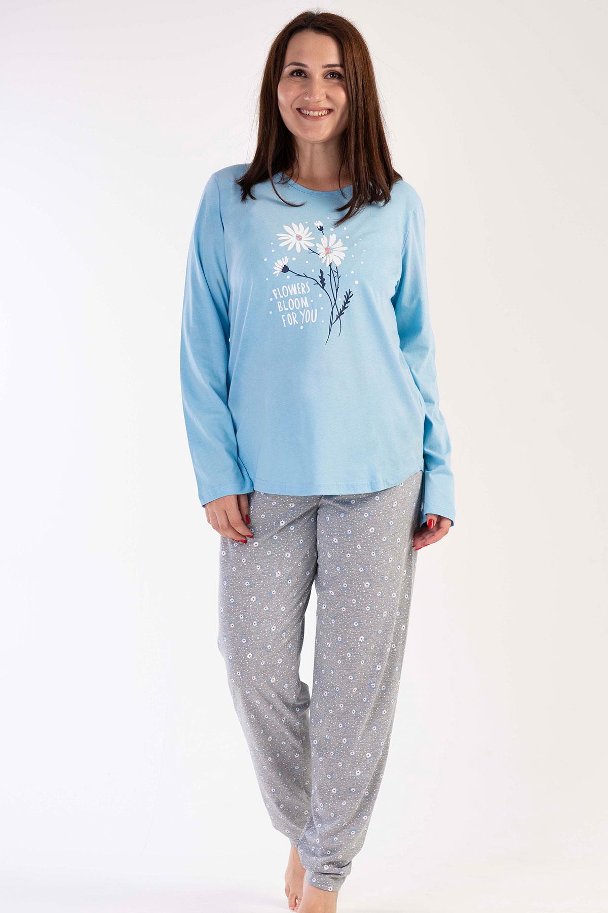 Vienetta 3031080771 Kadın Büyük Beden Uzun Kollu Pijama Takımı