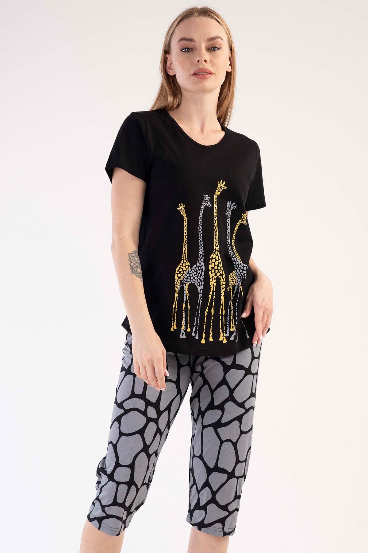 Vienetta 3032911721 Kadın Kısa Kollu Kapri Pijama Takımı