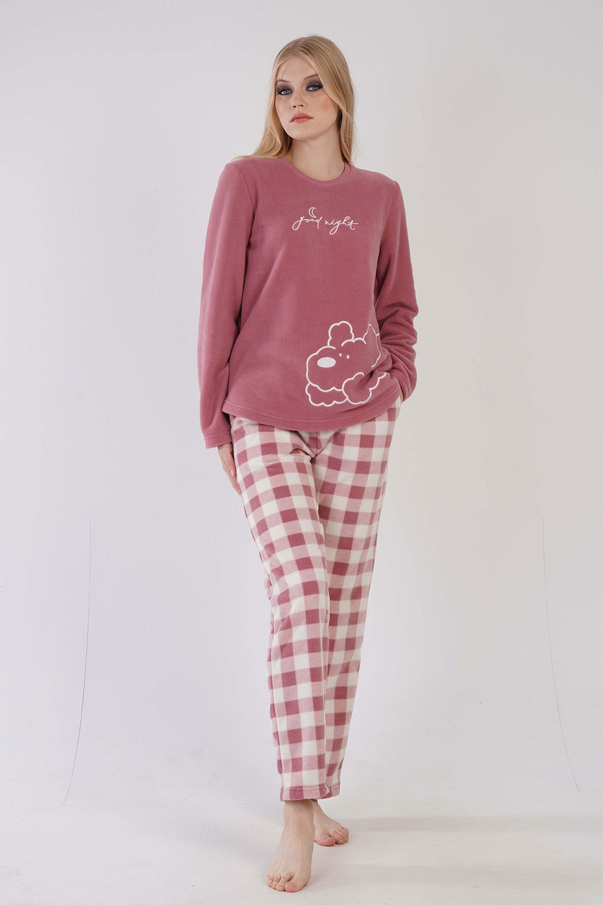 Vienetta 3041532812 Kadın Polar Uzun Kollu Pijama Takımı