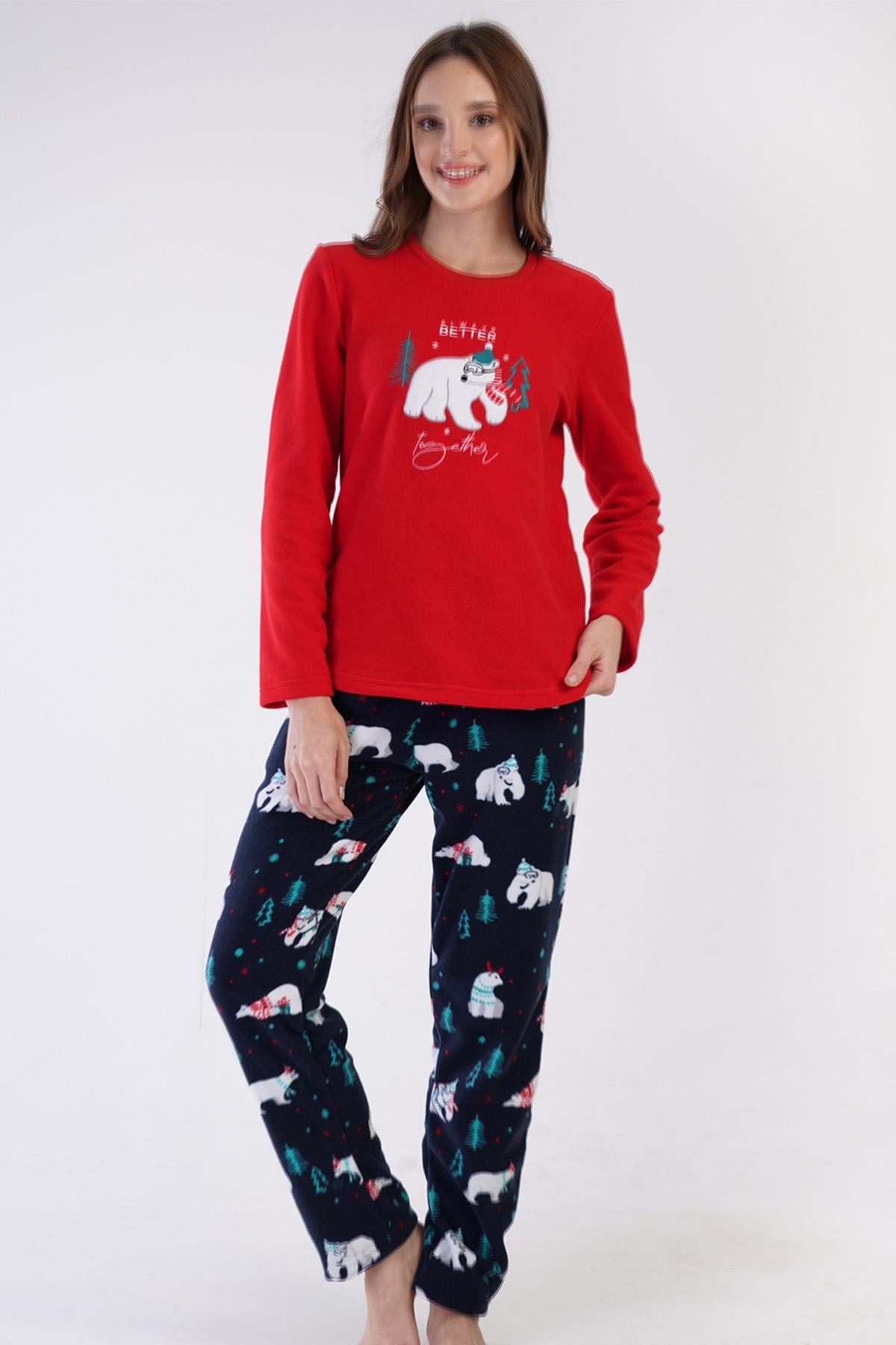Vienetta 3050070247-B Kadın Uzun Kollu Polar Pijama Takımı